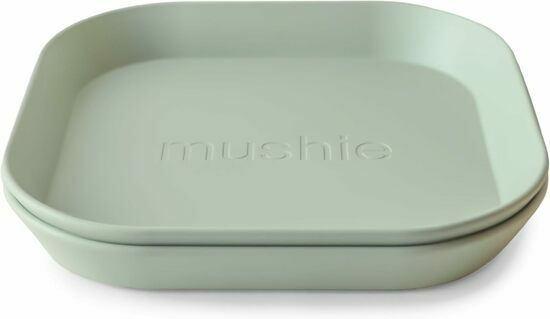2 platte borden vierkant Mushie sage  green